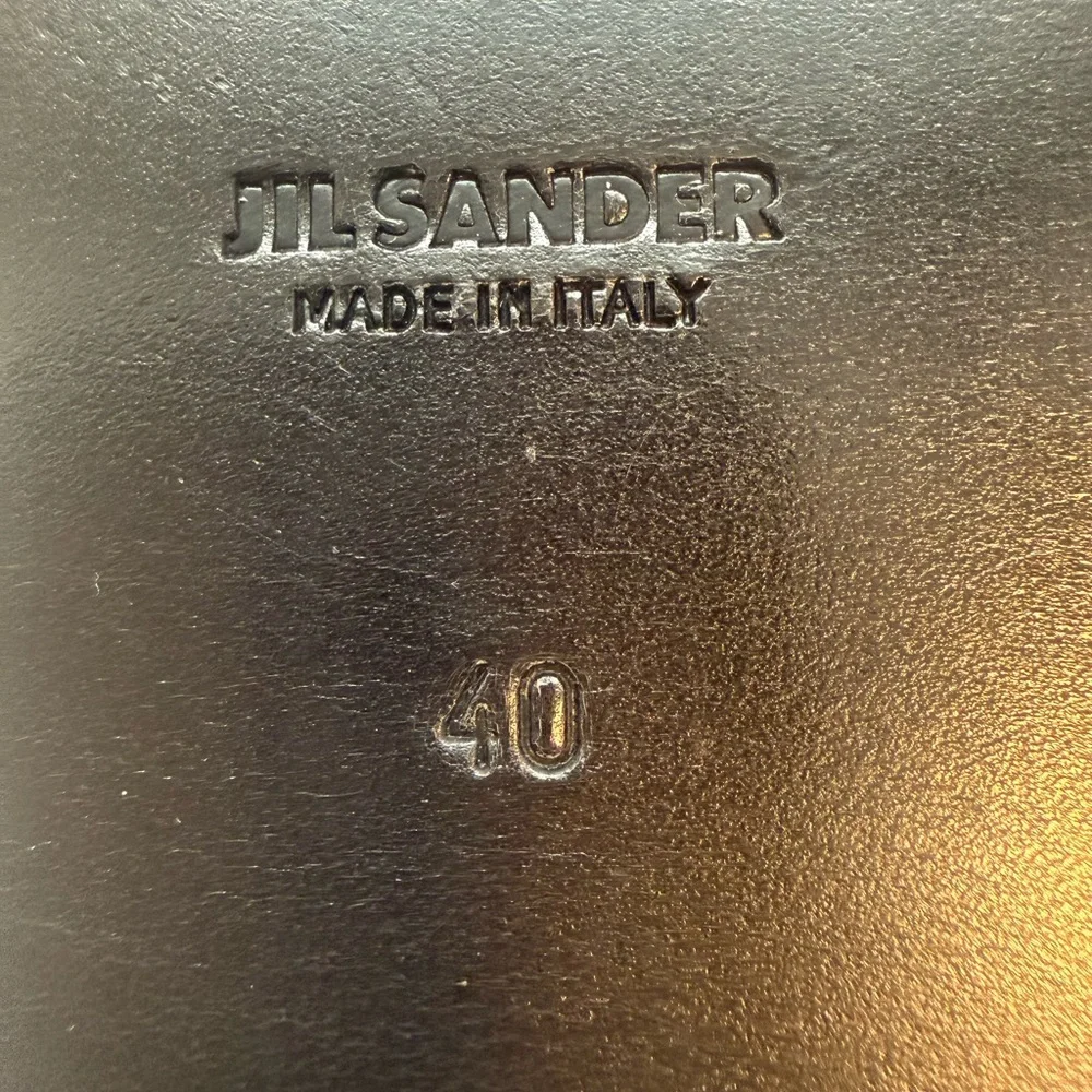 Jil Sander Black Leather Slides with Gold Rings - Picture 3 of 6